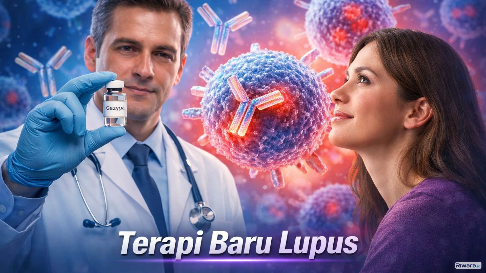 Ilustrasi terapi biologis untuk pengobatan lupus setelah penelitian terbaru menunjukkan obat Gazyva berpotensi menurunkan aktivitas penyakit secara signifikan.